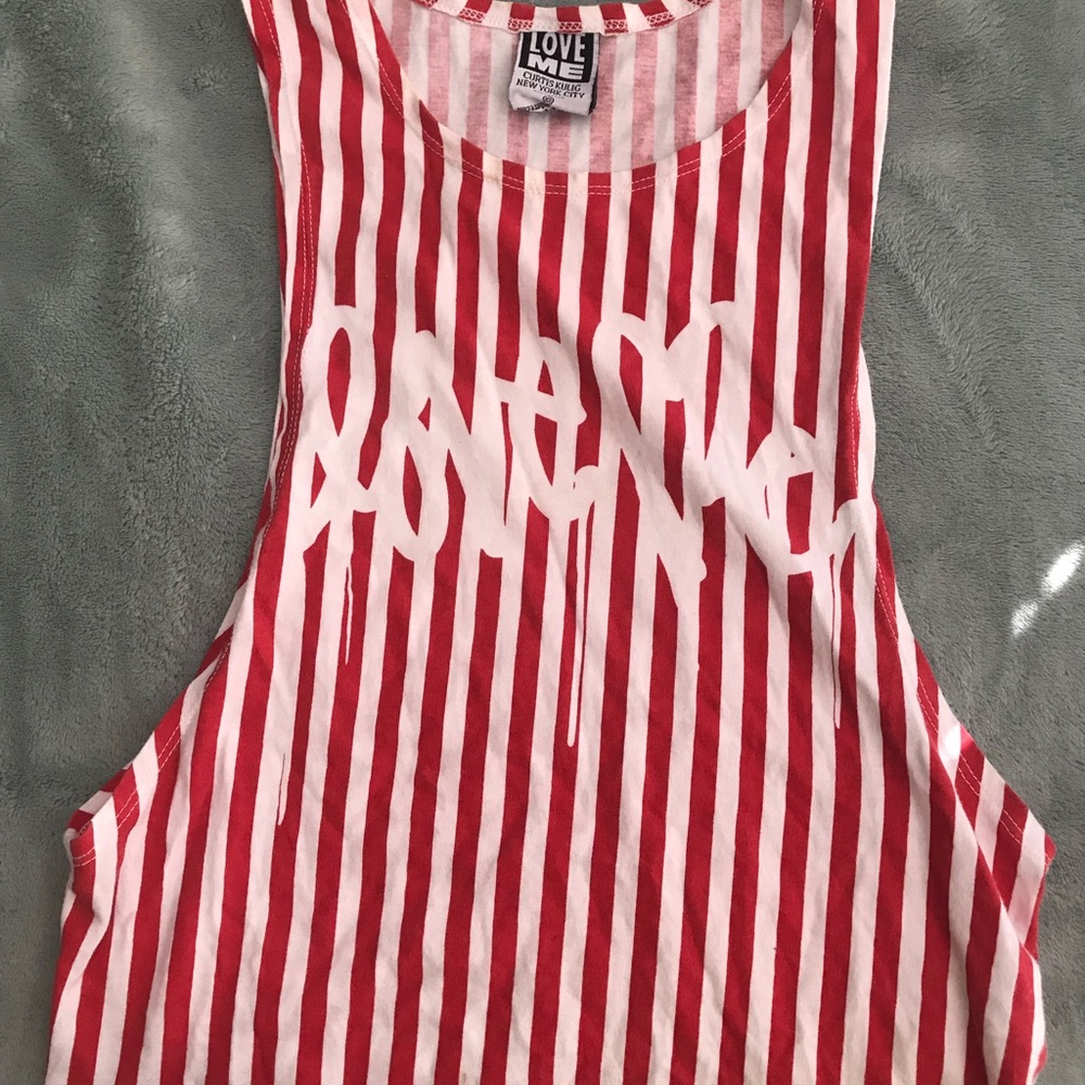 Red & White Stripe Crop Top